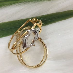 Dolphins Oval Hoop Earrings In 18K Gold Filled